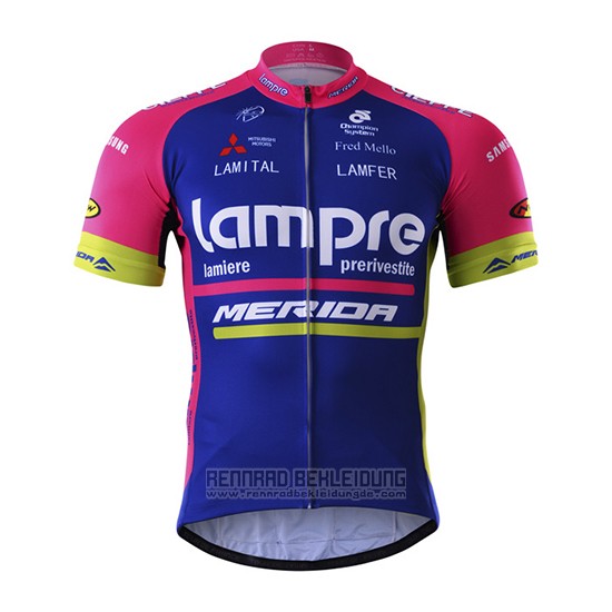 2017 Fahrradbekleidung Lampre Merida Blau Trikot Kurzarm und Tragerhose